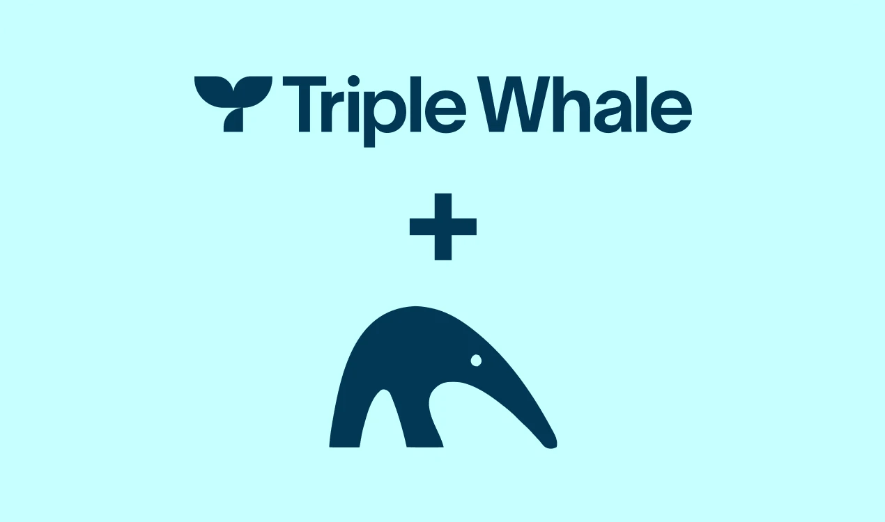 The Triple Whale and Anteater logos joined by a plus sign