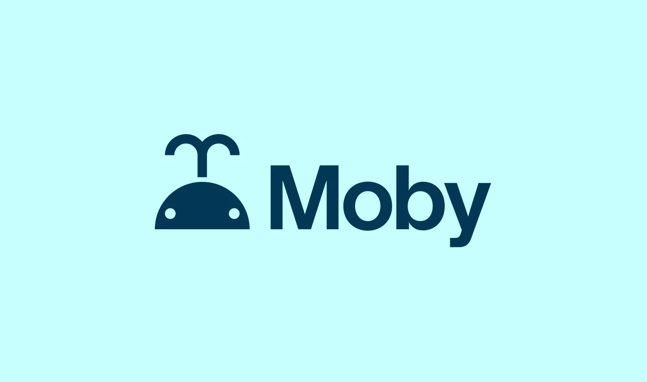 The Moby wordmark on sky