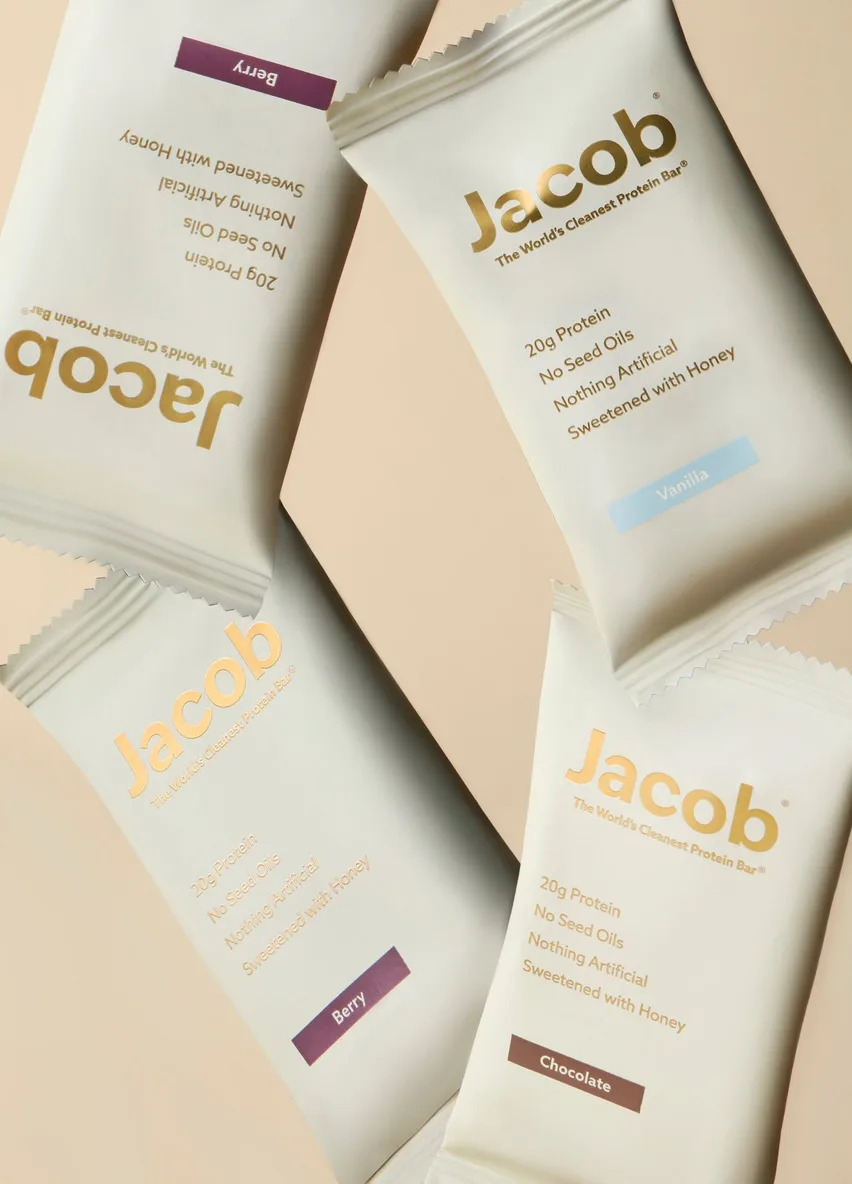 Jacob protein bars in their wrappers